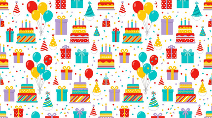 Fototapeta premium Celebration Pattern with Cakes and Balloons