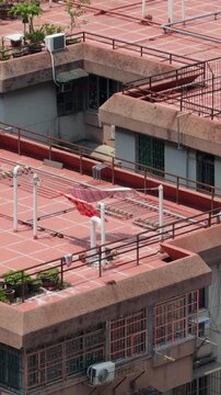 Guangzhou Rooftop Clothes Drying in Wind Handheld Slow Pan Daily Life