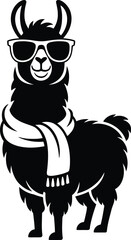 Fototapeta premium Cool llama wearing sunglasses and a scarf