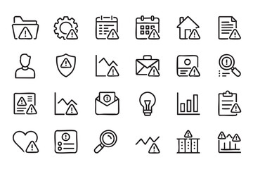 Fototapeta premium Incident Reporting Line Art with Alerts, Checklists, Documents and Security Shields