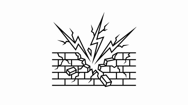 Brick wall breaking apart with explosion effect