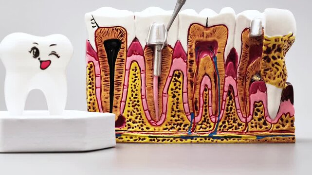 Dental Instrument Demonstrating Tooth Anatomy, Implant and Root Canal Model