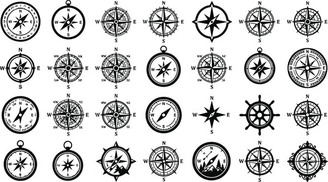 Vintage compass collection illustration