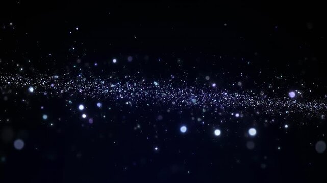 Cosmic space particles floating in dark void animation