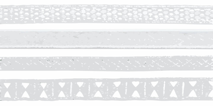 five different lace patterns on white background ornamental textile designs embroidery decorative stripes fashion craft handmade delicate elegant fabric trim