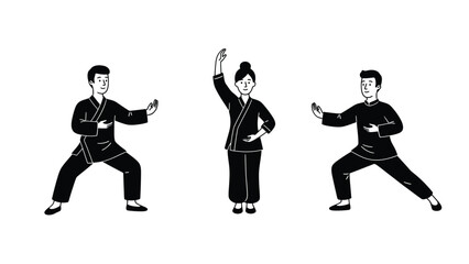 Obraz premium People practicing Tai Chi, a traditional Chinese martial art and exercise, promoting health and wellness.