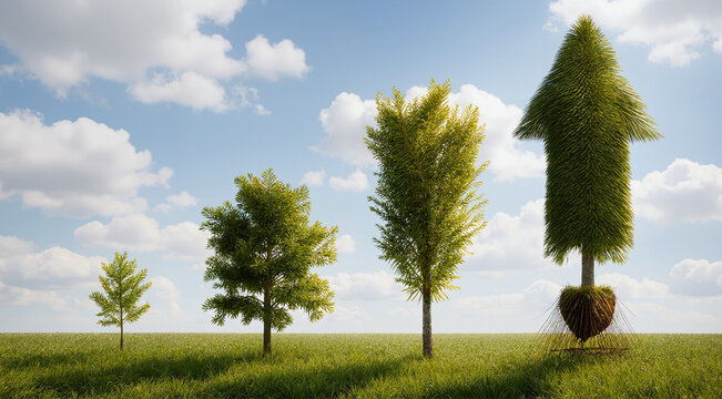 Roots of wealth concept showing financial growth through tree life cycle and long term investment success