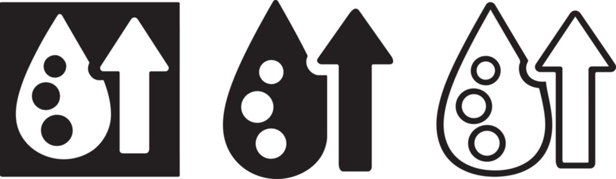 Water drop level growth arrow icon.