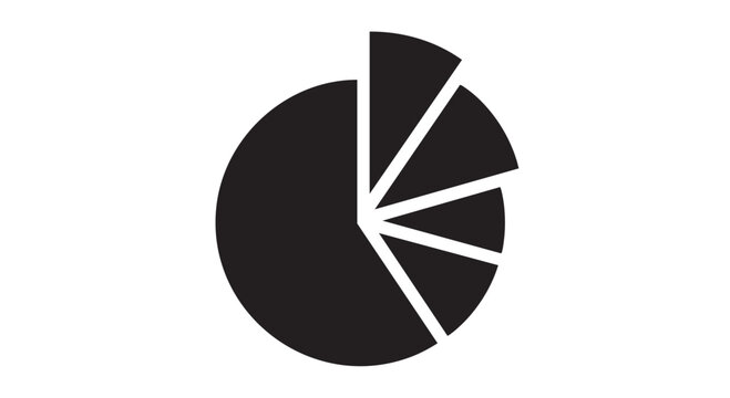 Minimalist black and white pie chart icon representing statistical data analysis.