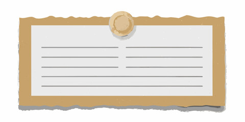torn brown kraft paper note with wax seal vector illustration stationery memo message writing pad envelope letter communication vintage retro © Pabitra
