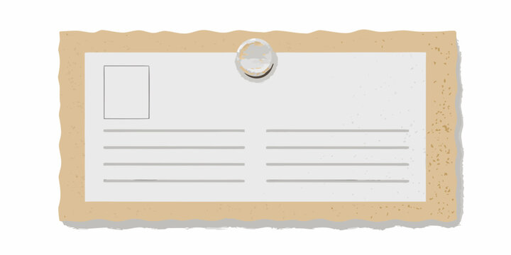 horizontal torn brown kraft paper note with faint lines vector illustration flat icon postcard stationery communication message writing envelope mail