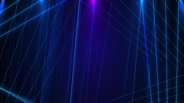 Blue neon line background diagonal laser beams, light streaks, and dark purple tech depth. Perfect for futuristic , cyber intros, music visuals, motion graphics, digital overlays, modern title screens