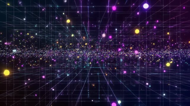 Cosmic fireflies dancing in dark space with glowing trails