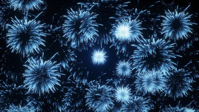 Cosmic fireworks explosion in dark space background