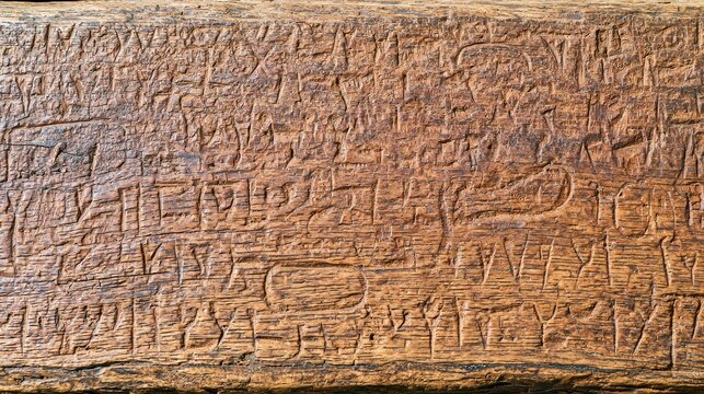 indentations. Close-up of an old wooden plank with dense chisel marks. safety posters, maintenance manuals, designed for industrial assembly lines and welding operations, improves efficiency.
