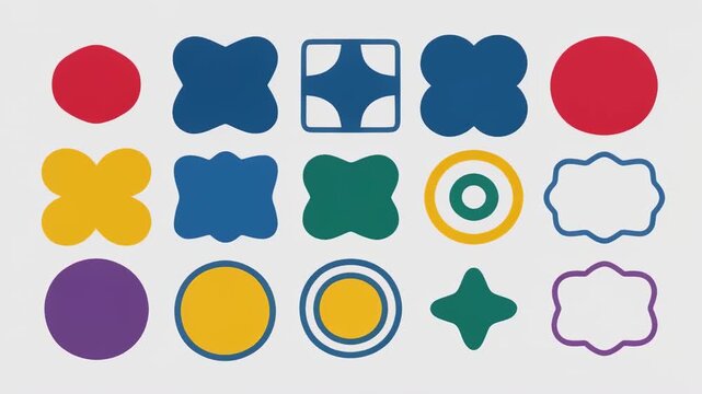 Colorful geometric shapes transitioning in sequence animation