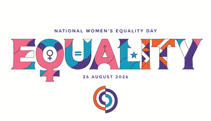 Colorful geometric typography for national womens equality day celebration event design © vectyx2