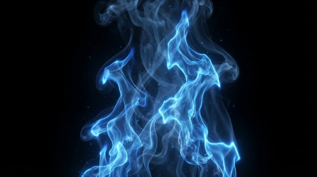 Abstract blue flame smoke energy swirls motion background
