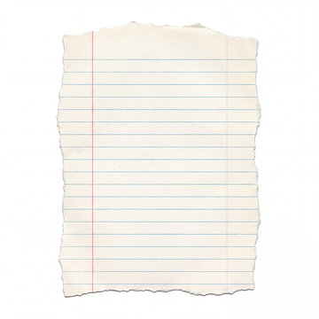 Torn Lined Paper with Red Margin Line