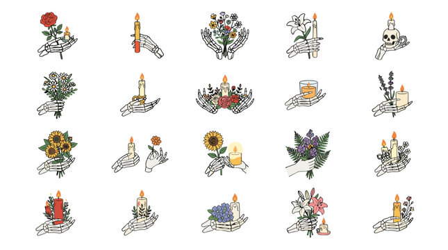 Collection of christmas candles, ornaments, and festive decorations