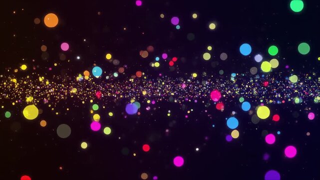 colorful particles floating in dark space animation