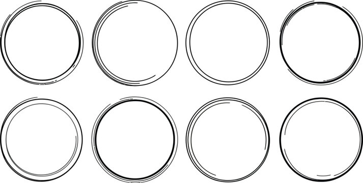 Circles outlined in hand drawn sketches provide rustic framing elements for editorial layouts.