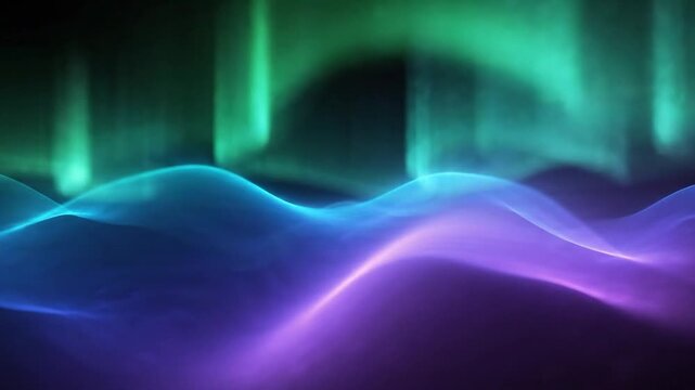 Abstract Aurora Borealis and Waveform Synthesis in Hypnotic Neon Lighting