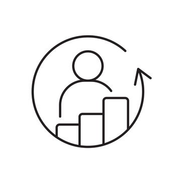 A vector icon representing employee skill gap analysis and competency development, created in line style with editable stroke