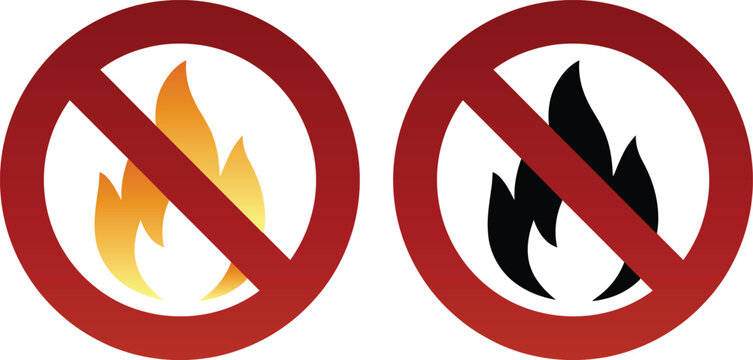 Fire symbol inside a prohibition sign indicates an explicit warning against any open flames.