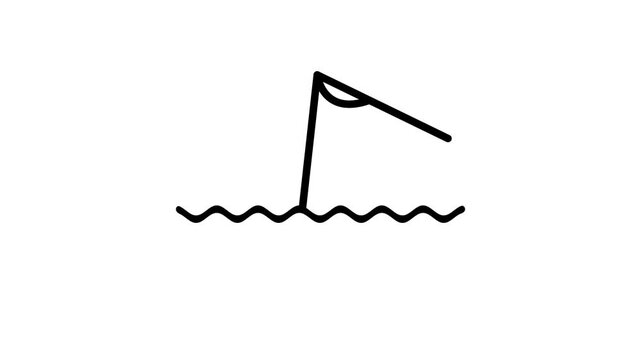 Digital hook catches fish icon animation isolated on white background