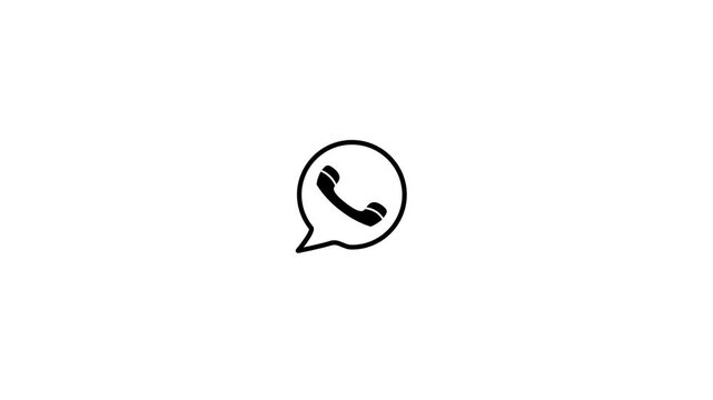 Animated outgoing call line uni icon. Dialing phone. Seamless loop HD video with alpha channel on transparent background. Outline isolated user interface element motion graphic animation