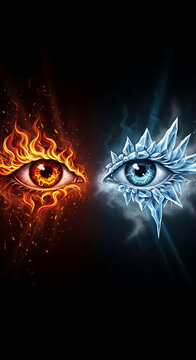 Two contrasting eyes one of fire one of ice.