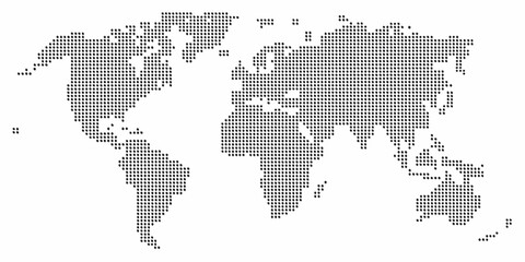 world map made of dots in black and white style on white background dotwork geography continents oceans globes earth atlas © Bithi