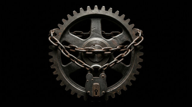 Gear Chain Lock Metal Industrial Security Rust Mechanism Protection Energy Crisis