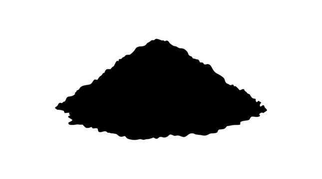 Silhouette of a pile of soil or sand isolated on white background