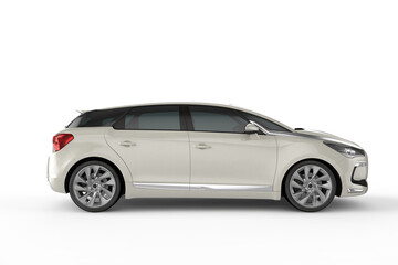 Fototapeta premium White car on white background, 3D illustration