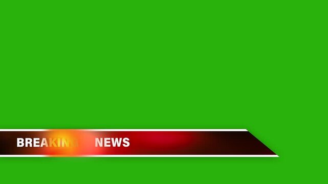 Breaking news lower third with green screen, isolated background, for broadcast media, projects, news typ 2
