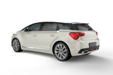 Fototapeta premium White car on white background, 3D illustration