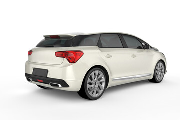 Fototapeta premium White car on white background, 3D illustration