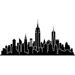 Fototapeta premium Simple Horizontal Silhouette Line of Manhattan New York Skyline
