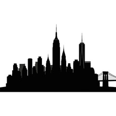Fototapeta premium Solid Dark Silhouette of a City Skyline and Bridge