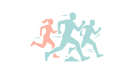 Obraz premium Group of runners in motion graphic illustration.