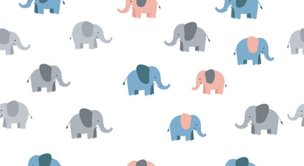 Elephant pattern a repeating vector illustration on a white background © MDRASEL