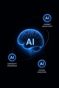 AI Digital Brain Concept with Machine Learning Roles