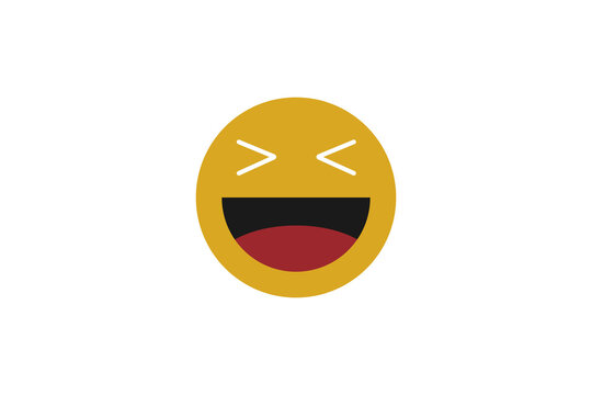 Minimalist Grinning Squinting Face Emoji Illustration