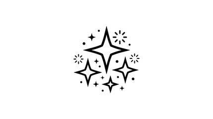 Fototapeta premium Black and white sparkles and stars icon set.