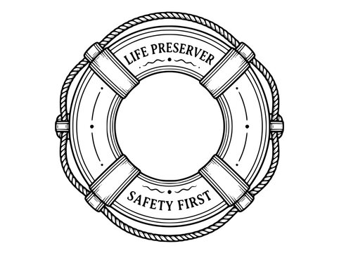 Vintage Life Preserver Illustration with Safety First Motto