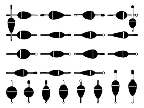 Fishing Float and Bobber Silhouettes Collection for Angling Tackle
