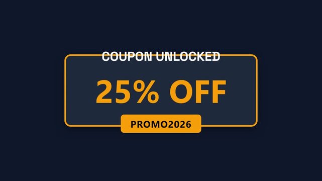 Coupon unlocked, discount offer, 19% or 25% off with promo code, symbolizing savings, for online shopping.