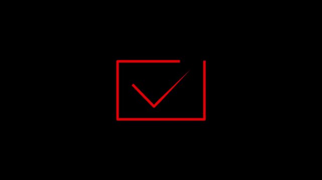 Red checkmark in checkbox icon on black background